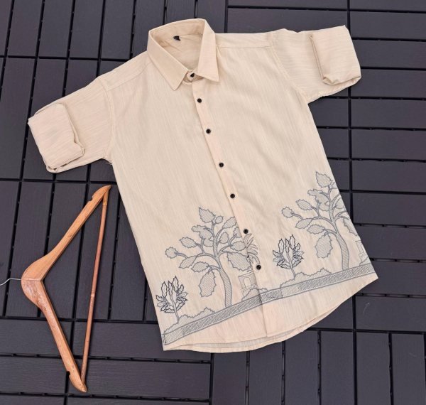 Radiant Cream Breathable Linen Shirt for Hot Weather Wear Mens Shirt
