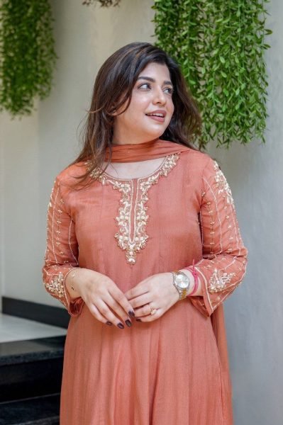 Radiant Dusty Pink Glass Tissue Anarkali Set With Hand Work On Sleeves And Neck For Weomen Anarkali Kurtis 