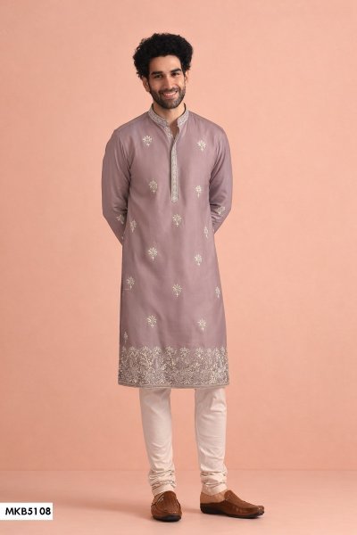Radiant Dusty Pink Men's Ethnic Wear Kurta with Premium Cotton Salwar Bottom Kurta Pajama Wholesale