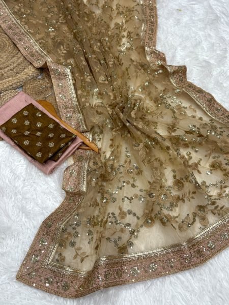 Radiant Golden Designer Soft Mono Net Saree with Banglori Silk Blouse for Wedding Net Sarees Wholesale