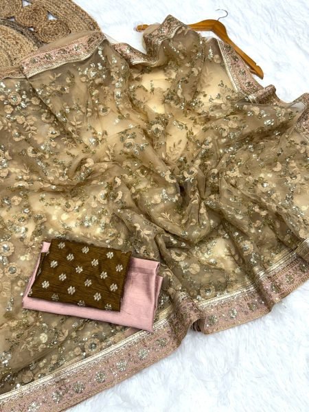 Radiant Golden Designer Soft Mono Net Saree with Banglori Silk Blouse for Wedding Net Sarees Wholesale