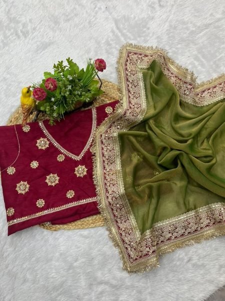 Radiant Green Designer Mocha Silk Saree with Mono Diamond Silk Unstitched Blouse Silk Sarees Wholesale