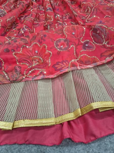 Radiant Hot Pink Designer Taby Silk Lehenga with Hand Mirror and Sequin Embroidery Designer Lehenga Choli