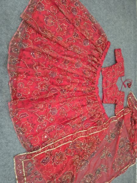 Radiant Hot Pink Designer Taby Silk Lehenga with Hand Mirror and Sequin Embroidery Designer Lehenga Choli