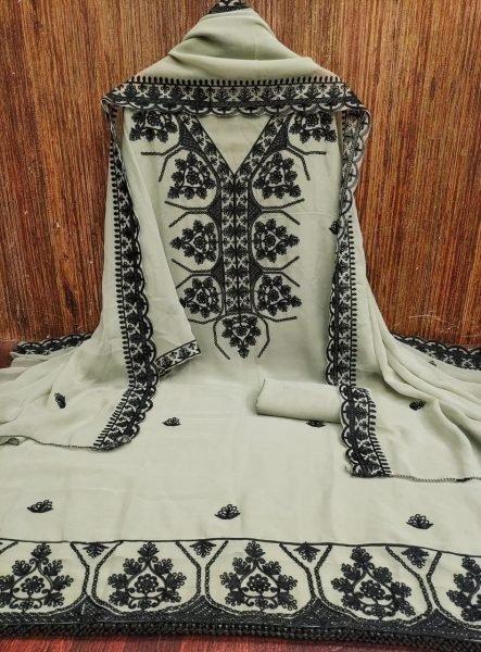 Radiant Light Green Festive Wear Georgette Suit Set with Multi Aari Embroidery Color Set Matching Dress Material Wholesale