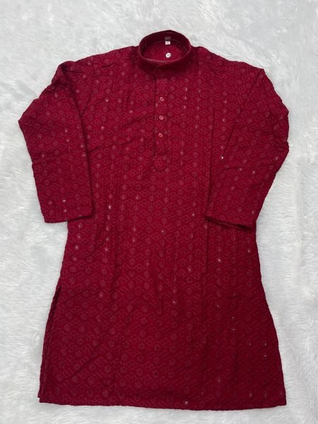 Radiant Maroon Premium Rayon Chikankari Kurta Pjama Set for Kids at Manufacturer  Boys Wear