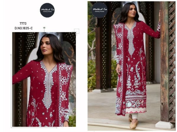Radiant Maroon Women s Pure Cotton Embroidered Suit Set with Semi Lawn Bottom Pakistani Suits Wholesale