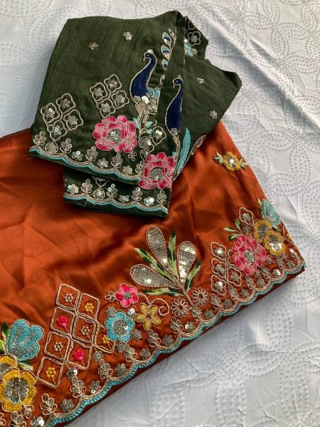 Radiant Orange Rangoli Silk Saree with Cutwork Border for Women at Best Price Silk Sarees Wholesale