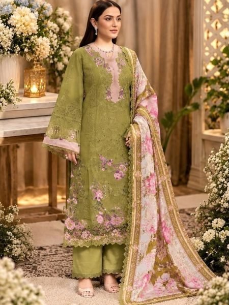Radiant Parrot Green Cotton Suit Set with Chikankari Work and Maslin Dupatta 