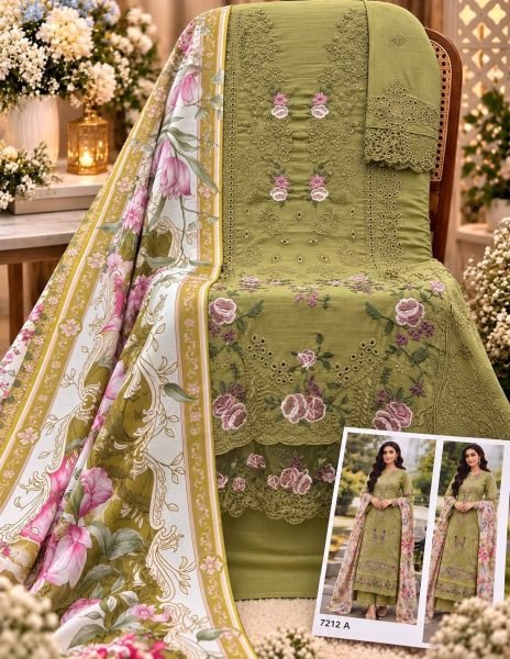 Radiant Parrot Green Cotton Suit Set with Chikankari Work and Maslin Dupatta Pakistani Suits Wholesale