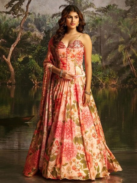 Radiant Pink Designer Handwork Corset Lehenga Set at Wholesale Rate  Lehenga