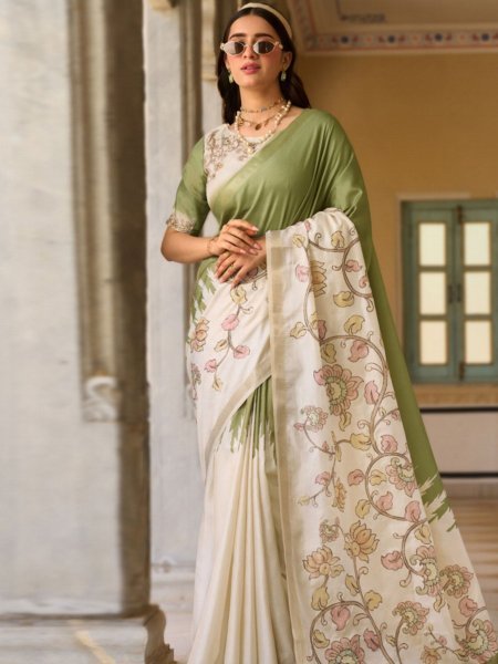 Radiant Pista Pure Tussar Silk Saree with Designer Pallu at Manufacturer Rate Sarees 