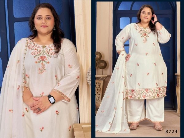 Radiant Plus Size Pure Cotton Suit Set with Embroidered Dupatta for Women Plus Size Kurti / Gown