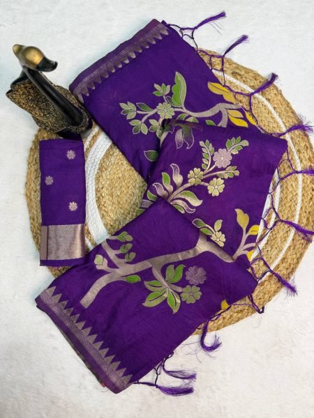 Radiant Purple Elegant Hand Dyed Saree with Rich Look for Wedding and Party Wear Silk Sarees Wholesale