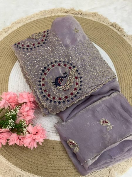Radiant Purple Premium Space Satin Designer Saree with Unstitched Blouse Designer Wedding Sarees Wholesale