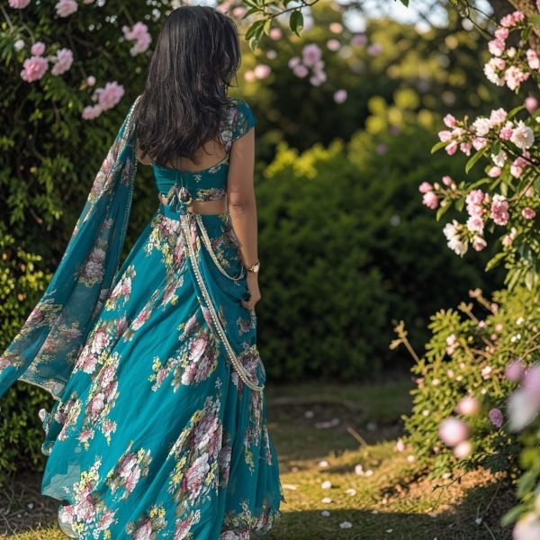 Radiant Rama Designer Georgette Lehenga Saree with Digital Print at Wholesale Rate Ready To Wear Saree 