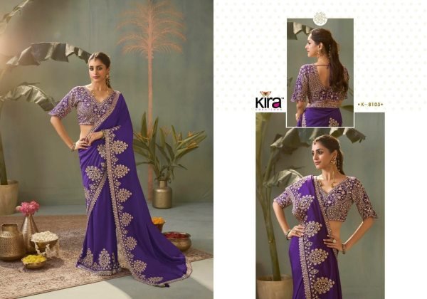 Radiant Royal Purple Wedding Special Embroidered Silk Saree with Designer Blouse Silk Sarees Wholesale