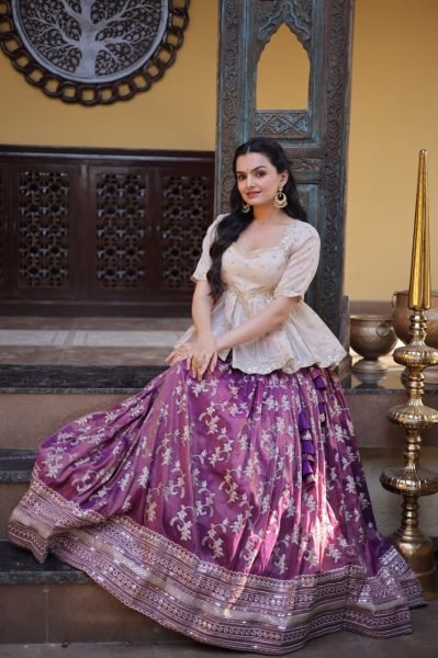 Radiant Wine Wedding Special Viscose Jacquard Lehenga with Sequins and Canvas Stitching Designer Lehenga Choli