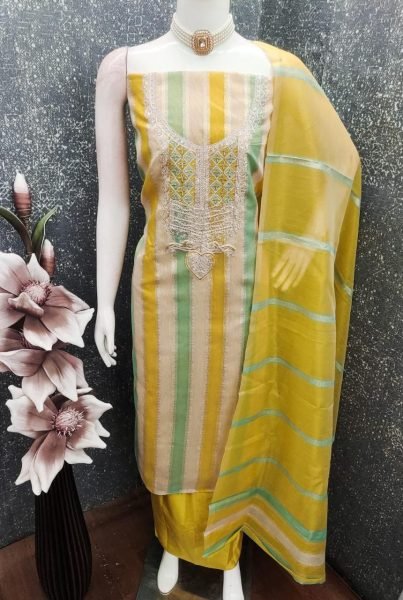 Radiant Yellow Designer Simmer Salwar Suit Set with Heavy Santoon Bottom Color Set Matching Dress Material Wholesale