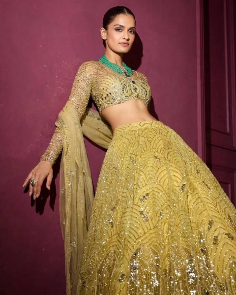 Radiant Yellow Soft Net Lehenga with Heavy Sequin Embroidery and Can Can For Party Designer Lehenga Choli