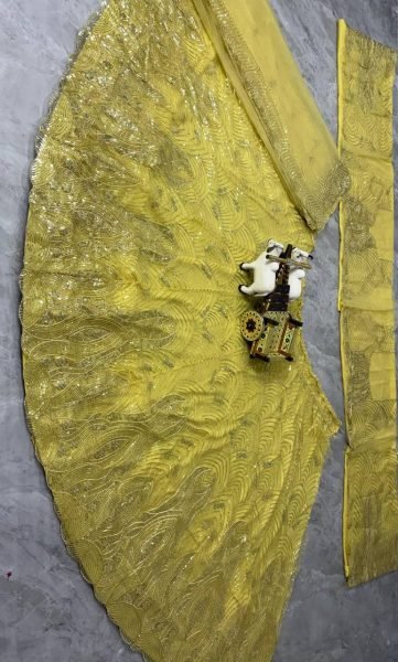 Radiant Yellow Soft Net Lehenga with Heavy Sequin Embroidery and Can Can For Party Designer Lehenga Choli