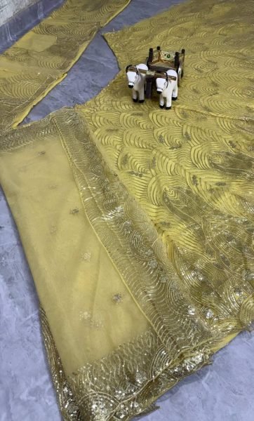 Radiant Yellow Soft Net Lehenga with Heavy Sequin Embroidery and Can Can For Party Designer Lehenga Choli