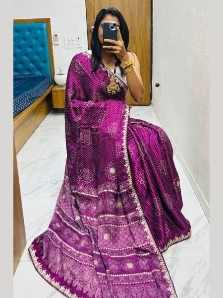 Rajasthani Gaji Silk Bandhani Saree with Rich Gota   Lagdi Patta Festive Must Have Sarees 