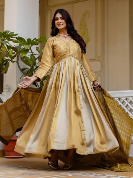 Rakshabandhan Festive Gown with Heavy Embroidery and 3 5 Meter Flair at Wholesale Rate Kurtis