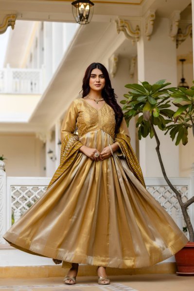 Rakshabandhan Festive Gown with Heavy Embroidery and 3 5 Meter Flair at Wholesale Rate Anarkali Kurtis 