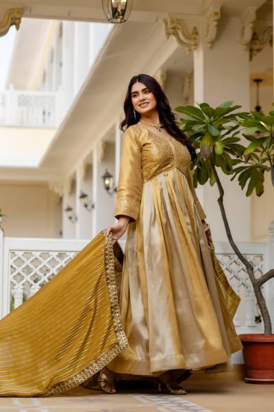 Rakshabandhan Festive Gown with Heavy Embroidery and 3 5 Meter Flair at Wholesale Rate Anarkali Kurtis 