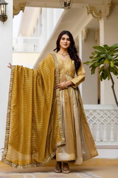 Rakshabandhan Festive Gown with Heavy Embroidery and 3 5 Meter Flair at Wholesale Rate Anarkali Kurtis 