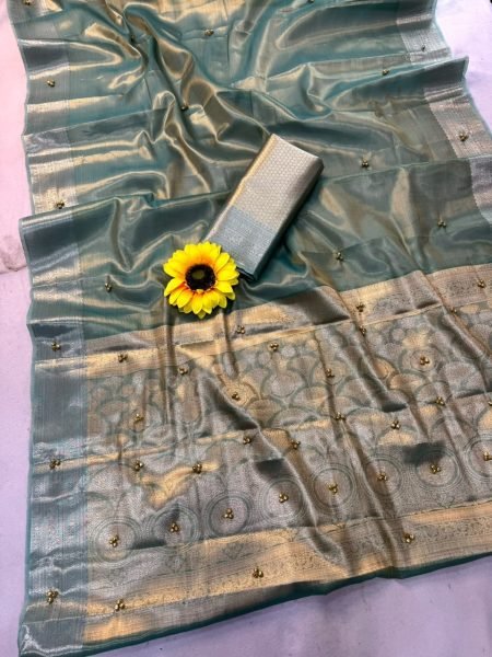 Rama Color Manekchowk Design Patola Banarasi Silk Saree with Ghungroo Work Banarasi Saree Wholesale