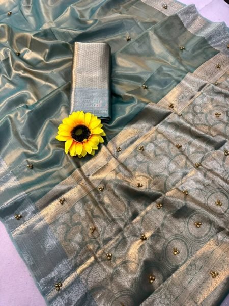 Rama Color Manekchowk Design Patola Banarasi Silk Saree with Ghungroo Work Banarasi Saree Wholesale