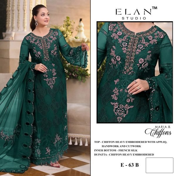 Rama Designer Chiffon Embroidered Top with French Silk Bottom For Pakistani Festival Pakistani Suits Wholesale