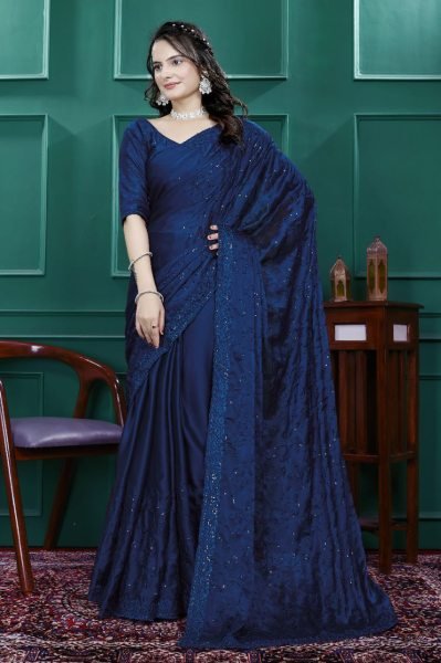 Rangoli Silk Saree with Multi Sequence Embroidery Cut Work Wholesale Price from Surat Embroidery Sarees Wholesale