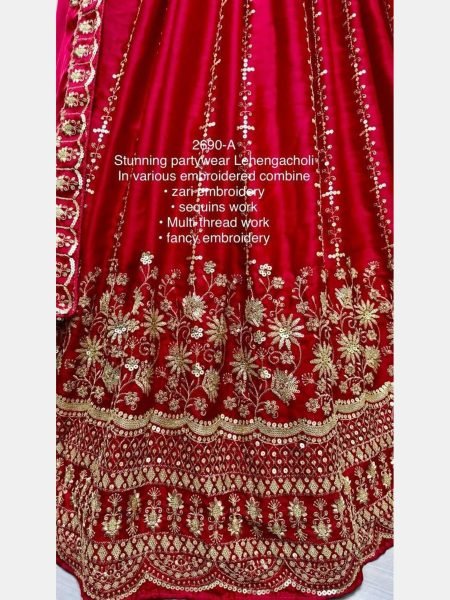Rani Color Bridal Special Satin Chiffon Lehenga Choli Manfacture in surat Gujarat  Bridal Lehenga Choli