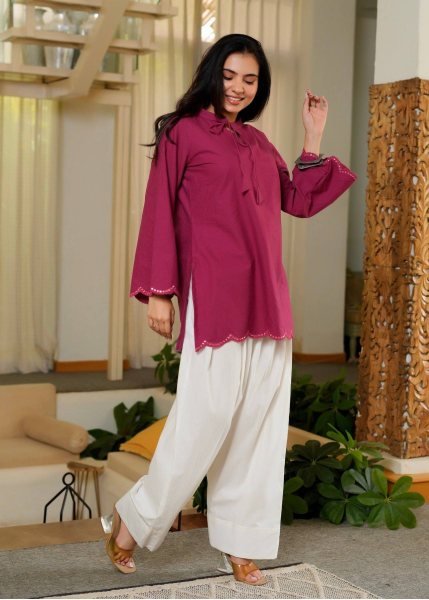 Rani Pink Designer Roman Silk Farshi Salwar Suit with Sequin Work for Festival CO ORD Sets