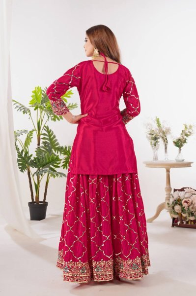 Rani Pink Designer Sharara Set with Dupatta Wedding Party Wear Collection Ready To Wear Collection