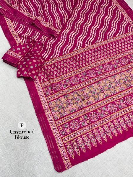 Rani Pink Leheriya Printed Cotton Slub Saree with Running Blouse at Wholesale Rate  Printed Cotton Sarees Wholesale