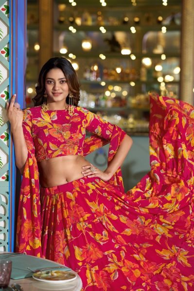 Rani Pink Marble Lehenga Set with Hand Work Blouse for Wedding Wear Designer Lehenga Choli