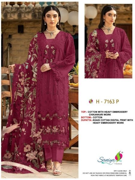 Rani Pink Ombre Cotton Chikankari Suit Set with Kotta Check Dupatta for Festive Wear Pakistani Suits Wholesale