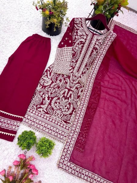 Rani Pink Heavy Georgette Suit Set Ready to Wear Celebration Outfit Ready To Wear Collection