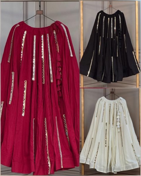 Rare Black Rayon Full Stitched Lehenga with 6 Meter Flair and Tassels at Wholesale Rate Navratri Lehnega Choli