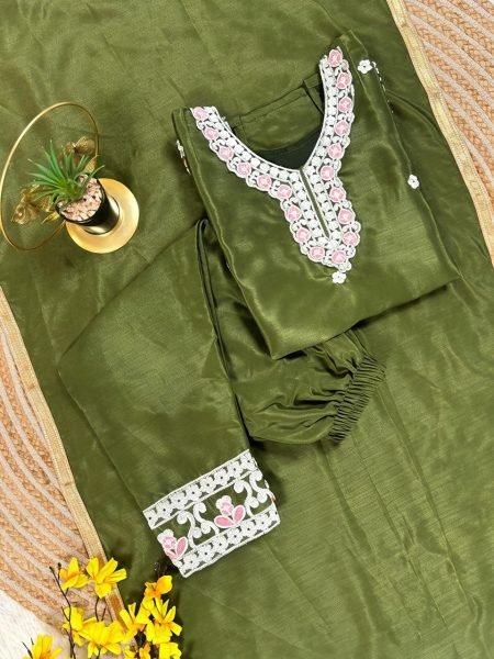 Rare Green Girls Pakistani Style Formal Eid Shalwar Kameez with Dupatta  Girls Wear