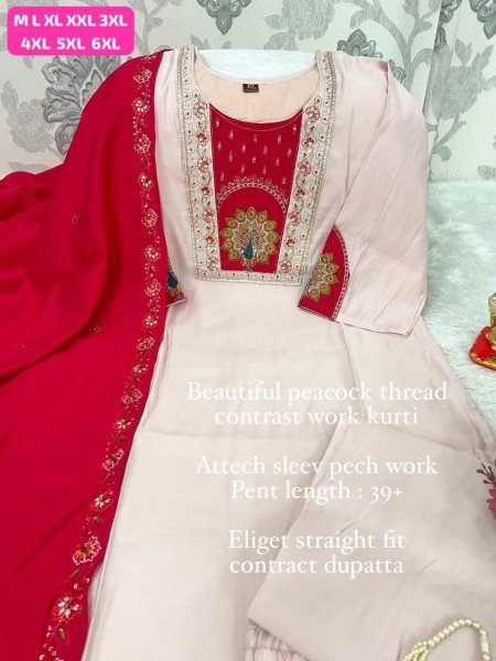 Rare Light Pink Straight Kurti Set with Contrast Dupatta for Office and Party Wear  Straight Cut Long Kurtis