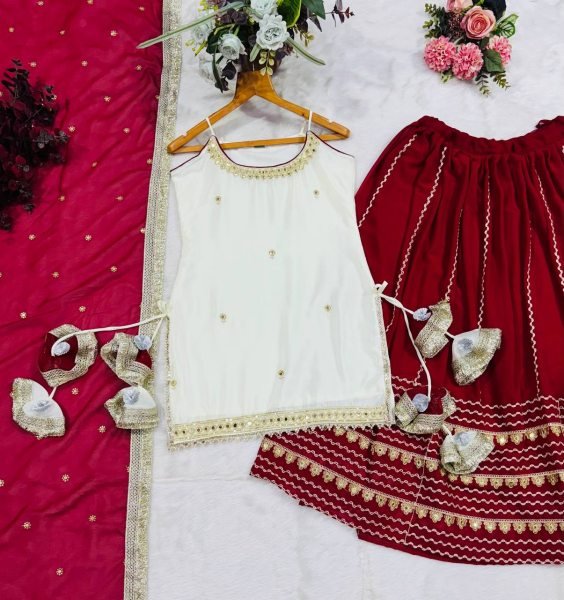 Rare White Vichitra Silk Lehenga Choli with Zari Embroidery Dupatta For Women Ready To Wear Collection