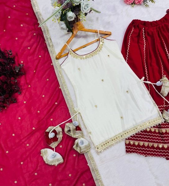 Rare White Vichitra Silk Lehenga Choli with Zari Embroidery Dupatta For Women Ready To Wear Collection
