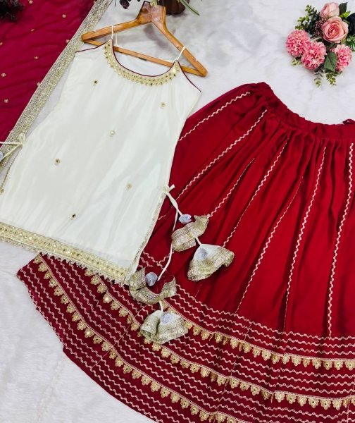 Rare White Vichitra Silk Lehenga Choli with Zari Embroidery Dupatta For Women Ready To Wear Collection