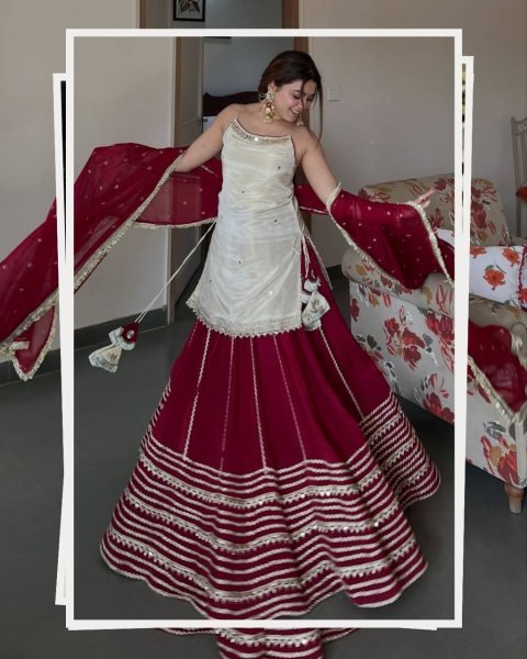 Rare White Vichitra Silk Lehenga Choli with Zari Embroidery Dupatta For Women Ready To Wear Collection