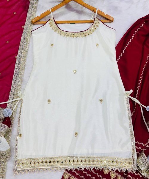 Rare White Vichitra Silk Lehenga Choli with Zari Embroidery Dupatta For Women Ready To Wear Collection